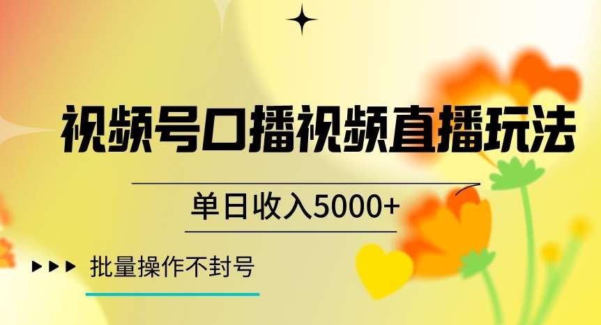 视频号囗播视频直播玩法,单日收入5000+,批量操作不封号【揭秘】网创吧-网创项目资源站-副业项目-创业项目-搞钱项目网创吧