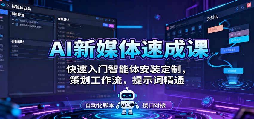 AI新媒体速成课：快速入门智能体安装定制，策划工作流，提示词精通网创吧-网创项目资源站-副业项目-创业项目-搞钱项目网创吧