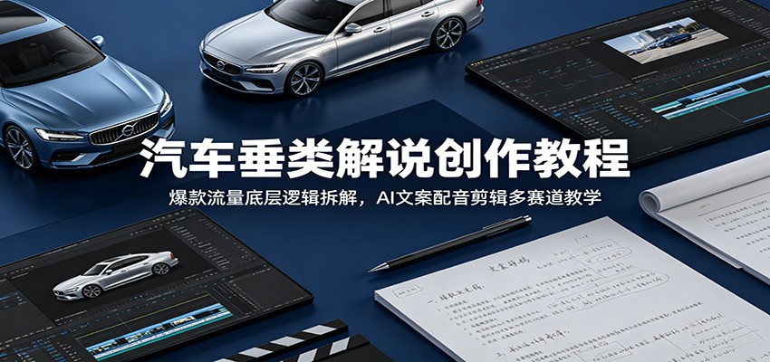 汽车垂类解说创作教程：爆款流量底层逻辑拆解，AI文案配音剪辑多赛道教学网创吧-网创项目资源站-副业项目-创业项目-搞钱项目网创吧