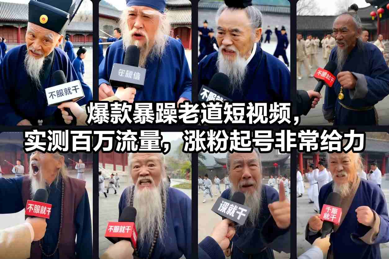 爆款暴躁老道短视频,实测百万流量,涨粉起号非常给力网创吧-网创项目资源站-副业项目-创业项目-搞钱项目网创吧