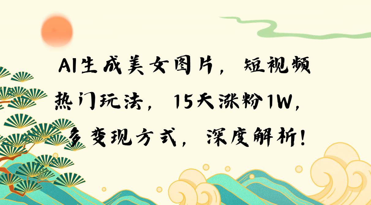 (13581期)AI生成美女图片,短视频热门玩法,15天涨粉1W,多变现方式,深度解析!网创吧-网创项目资源站-副业项目-创业项目-搞钱项目网创吧