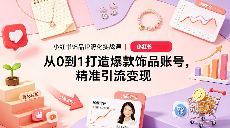 小红书饰品IP孵化实战课｜从0到1打造爆款饰品账号，精准引流变现网创吧-网创项目资源站-副业项目-创业项目-搞钱项目网创吧