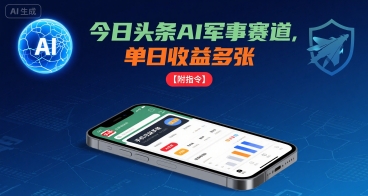 今日头条AI军事赛道,单日收益多张 ,手机可做【附指令】网创吧-网创项目资源站-副业项目-创业项目-搞钱项目网创吧