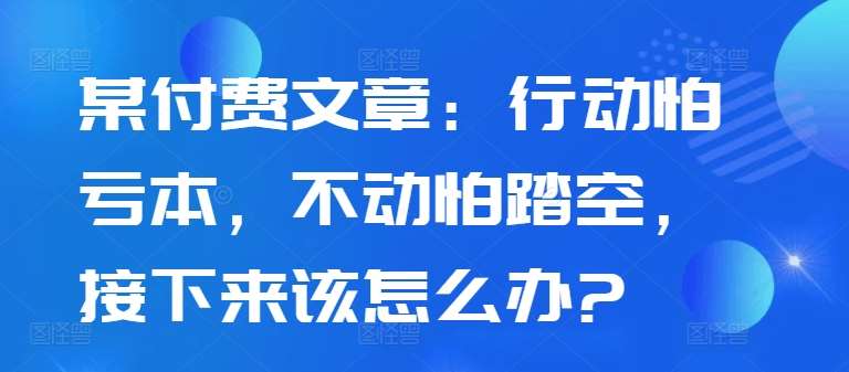 某付费文章:行动怕亏本,不动怕踏空,接下来该怎么办?网创吧-网创项目资源站-副业项目-创业项目-搞钱项目网创吧