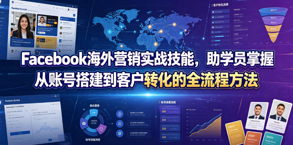 Facebook海外营销实战技能,助学员掌握从账号搭建到客户转化的全流程方法网创吧-网创项目资源站-副业项目-创业项目-搞钱项目网创吧