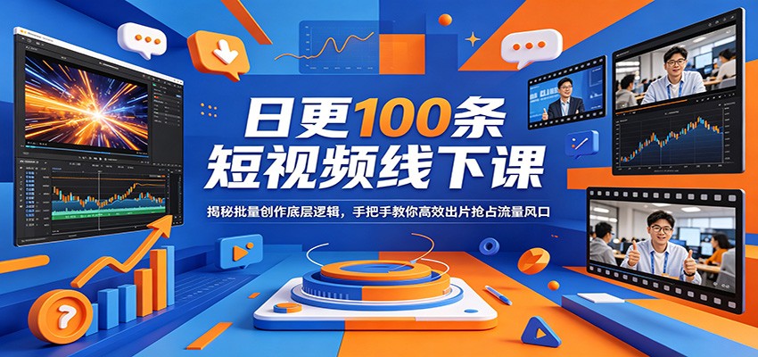 日更100条短视频线下课:揭秘批量创作底层逻辑,手把手教你高效出片抢占流量风口网创吧-网创项目资源站-副业项目-创业项目-搞钱项目网创吧