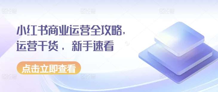 小红书商业运营全攻略,运营干货 ,新手速看网创吧-网创项目资源站-副业项目-创业项目-搞钱项目网创吧