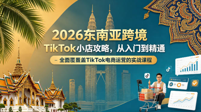 2026东南亚跨境TikTok小店攻略,从入门到精通、全面覆盖TikTok电商运营的实战课程(更新4月)网创吧-网创项目资源站-副业项目-创业项目-搞钱项目网创吧