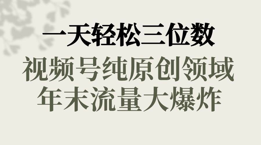(8647期)一天轻松三位数,视频号纯原创领域,春节童子送祝福,年末流量大爆炸,网创吧-网创项目资源站-副业项目-创业项目-搞钱项目网创吧