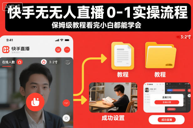 快手无人直播0-1实操流程,保姆级教程看完小白都能学会网创吧-网创项目资源站-副业项目-创业项目-搞钱项目网创吧