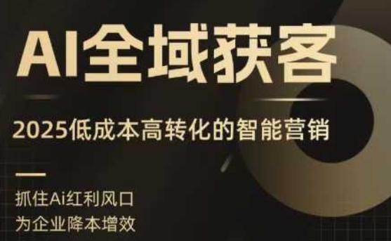 AI全域获客实训营,2025低成本高转化的智能营销,精准找客,高效营销网创吧-网创项目资源站-副业项目-创业项目-搞钱项目网创吧