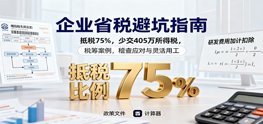 企业省税避坑指南：抵税75%，少交405万所得税，税筹案例，稽查应对与灵活用工网创吧-网创项目资源站-副业项目-创业项目-搞钱项目网创吧
