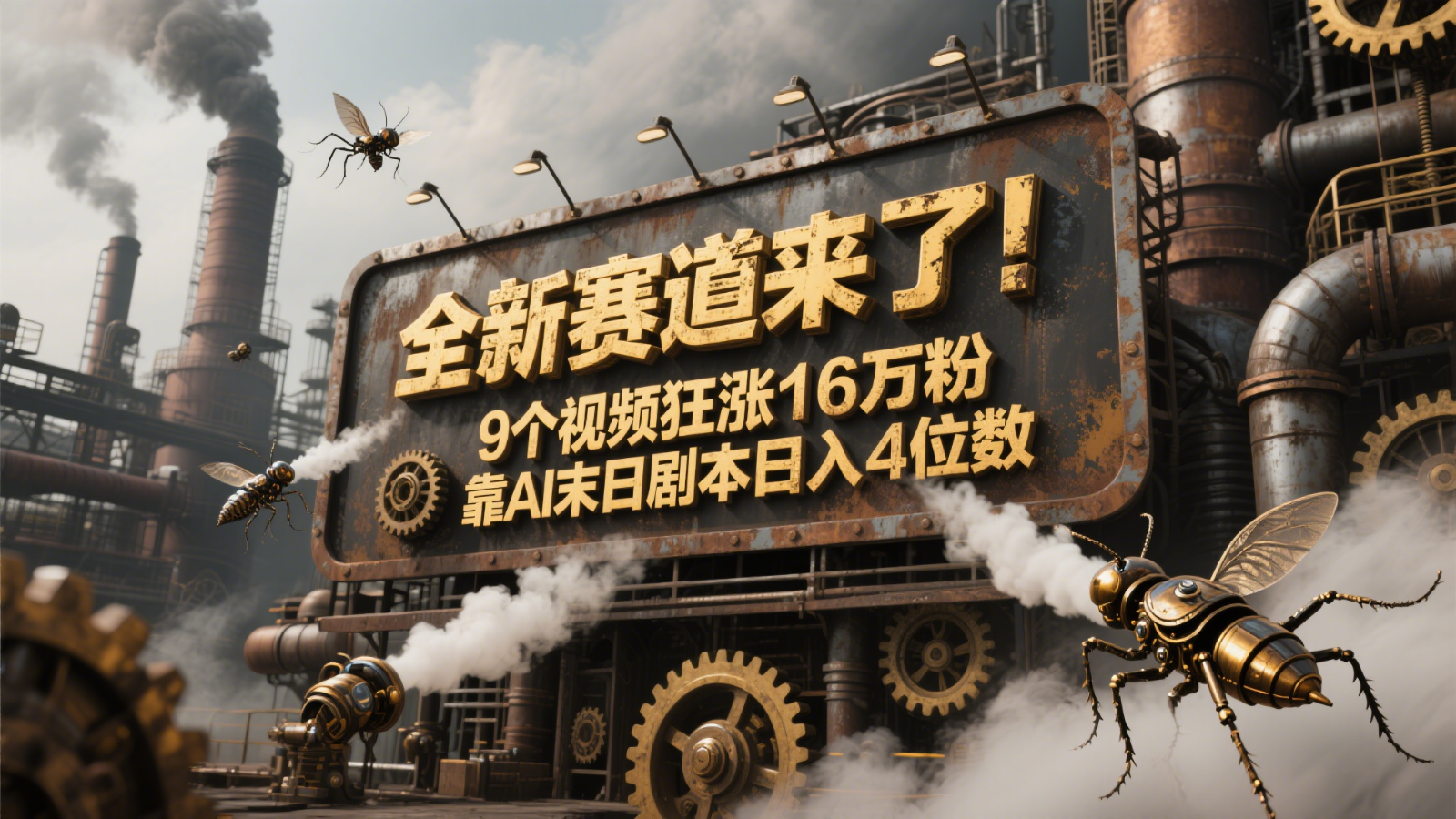 全新赛道来了！9个视频狂涨16万粉，靠AI末日剧本日入4位数，评论区爆肝追更！网创吧-网创项目资源站-副业项目-创业项目-搞钱项目网创吧
