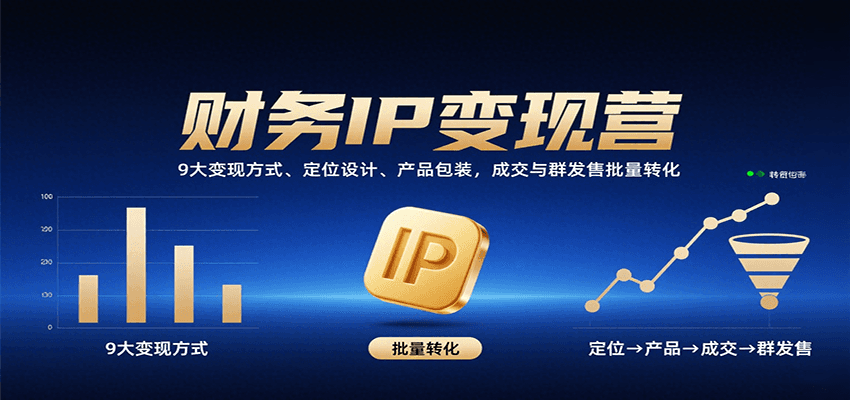 财务IP变现营：9大变现方式、定位设计、产品包装，成交与群发售批量转化网创吧-网创项目资源站-副业项目-创业项目-搞钱项目网创吧