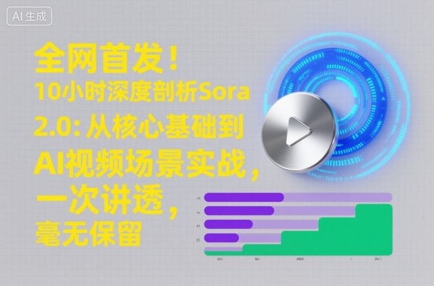 全网首发！10小时深度剖析Sora 2.0：从核心基础到AI视频场景实战，一次讲透，毫无保留网创吧-网创项目资源站-副业项目-创业项目-搞钱项目网创吧