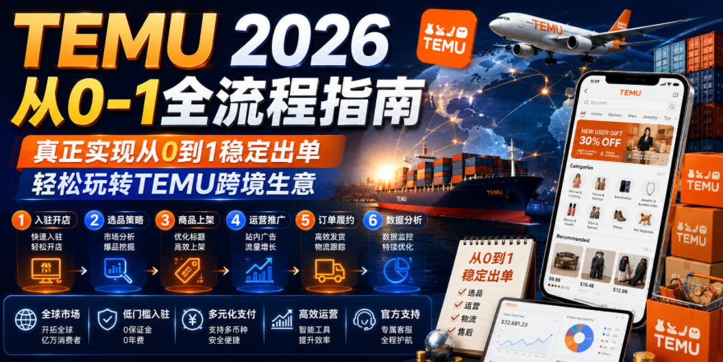 TEMU 2026从0-1全流程指南,真正实现从0到1稳定出单,轻松玩转TEMU跨境生意网创吧-网创项目资源站-副业项目-创业项目-搞钱项目网创吧