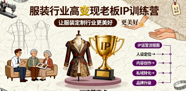 服装行业高变现老板IP训练营,让服装定制行业更美好网创吧-网创项目资源站-副业项目-创业项目-搞钱项目网创吧