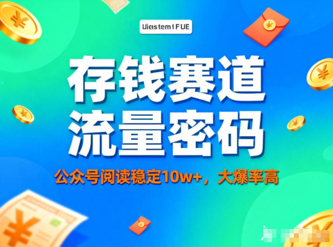 公众号做存钱赛道,流量大爆率高,阅读稳定10w+网创吧-网创项目资源站-副业项目-创业项目-搞钱项目网创吧