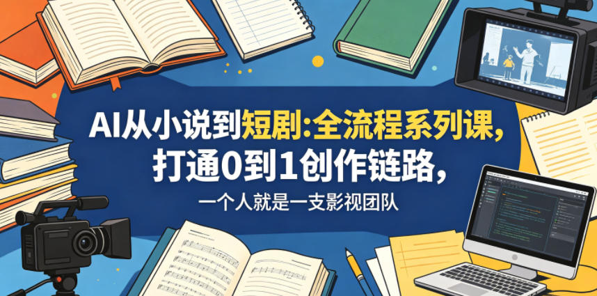 AI从小说到短剧全流程系列课,打通0到1创作链路,一个人就是一支影视团队网创吧-网创项目资源站-副业项目-创业项目-搞钱项目网创吧