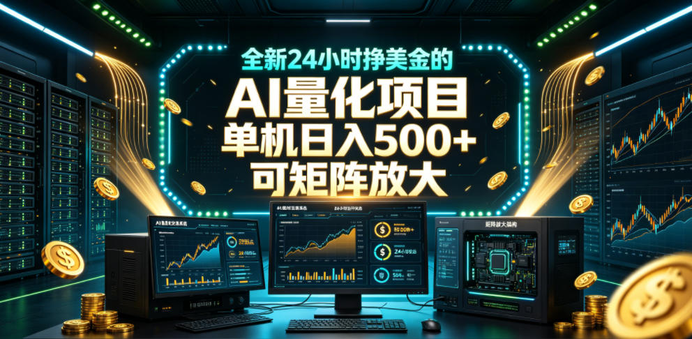 全新24小时挣美金的AI量化项目,单机日入500+,每天见收益,可矩阵放大【揭秘】网创吧-网创项目资源站-副业项目-创业项目-搞钱项目网创吧