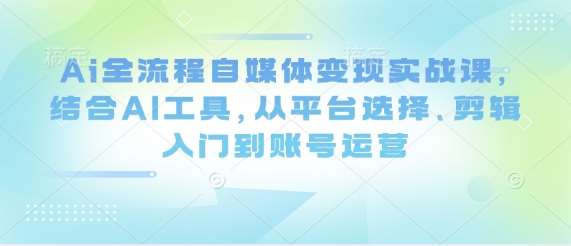 Ai全流程自媒体变现实战课,结合AI工具,从平台选择、剪辑入门到账号运营网创吧-网创项目资源站-副业项目-创业项目-搞钱项目网创吧