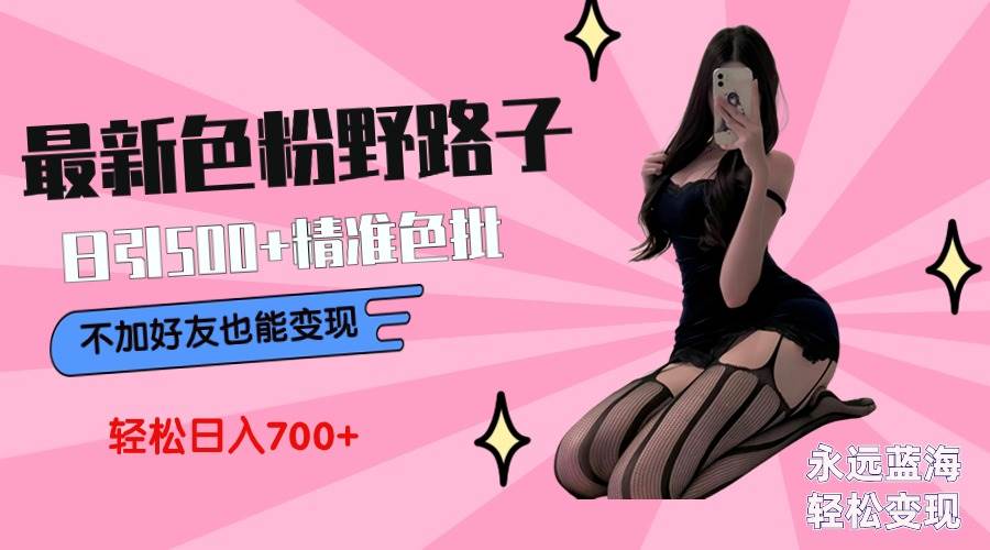 (9119期)最新色粉变现野路子,日引500+老色批 可不加好友直接变现 小白轻松日入700+网创吧-网创项目资源站-副业项目-创业项目-搞钱项目网创吧