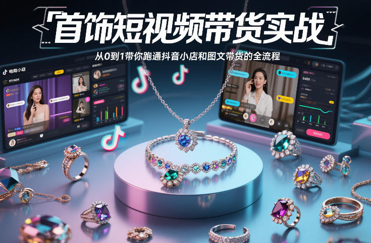 首饰短视频带货实战,从0到1带你跑通抖音小店和图文带货的全流程网创吧-网创项目资源站-副业项目-创业项目-搞钱项目网创吧