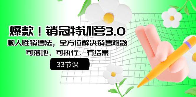 (8573期)爆款!销冠特训营3.0之顺人性销售法,全方位解决销售难题、可落地、可执...网创吧-网创项目资源站-副业项目-创业项目-搞钱项目网创吧