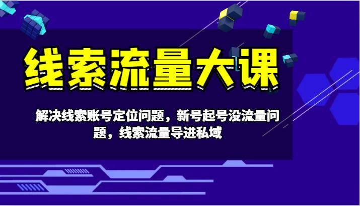 线索流量大课-解决线索账号定位问题,新号起号没流量问题,线索流量导进私域网创吧-网创项目资源站-副业项目-创业项目-搞钱项目网创吧