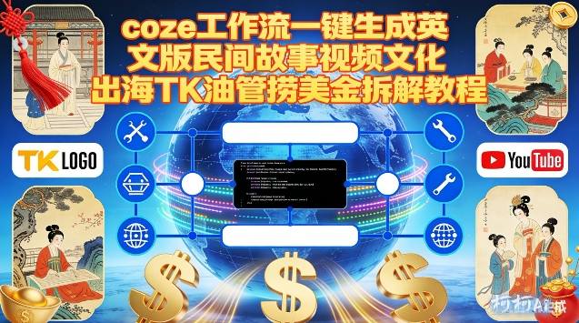 Coze扣子工作流一键生成英文版民间故事视频,文化出海TK油管捞美金拆解教程网创吧-网创项目资源站-副业项目-创业项目-搞钱项目网创吧
