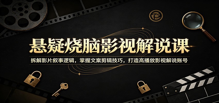 悬疑烧脑影视解说课：拆解影片叙事逻辑，掌握文案剪辑技巧，打造高播放影视解说账号网创吧-网创项目资源站-副业项目-创业项目-搞钱项目网创吧