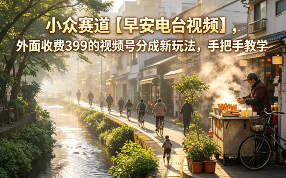小众赛道【早安电台视频】，外面收费399的视频号分成新玩法，手把手教学网创吧-网创项目资源站-副业项目-创业项目-搞钱项目网创吧