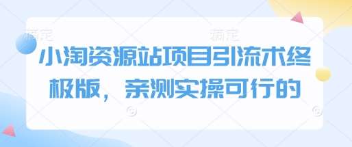 小淘资源站项目引流术终极版,亲测实操可行的网创吧-网创项目资源站-副业项目-创业项目-搞钱项目网创吧