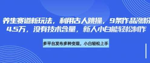 养生赛道新玩法,利用古人跳操,9条作品涨粉4.5W,没有技术含量,新人小白能轻松制作网创吧-网创项目资源站-副业项目-创业项目-搞钱项目网创吧