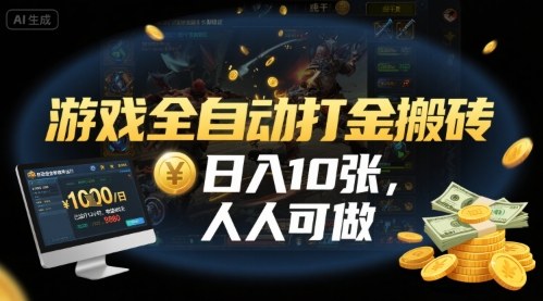 游戏全自动打金搬砖,日入10张,人人可做,纯干货,长期稳定收益项目【揭秘】网创吧-网创项目资源站-副业项目-创业项目-搞钱项目网创吧