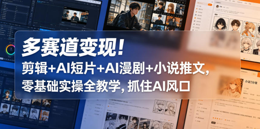 多赛道变现!剪辑+AI短片+AI漫剧+小说推文,零基础实操全教学,抓住AI风口网创吧-网创项目资源站-副业项目-创业项目-搞钱项目网创吧