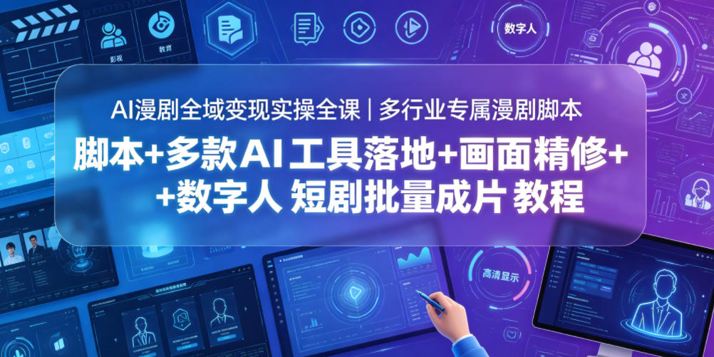 AI漫剧全域变现实操全课|多行业专属漫剧脚本+多款AI工具落地+画面精修+数字人短剧批量成片全教程网创吧-网创项目资源站-副业项目-创业项目-搞钱项目网创吧