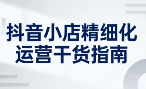 抖音小店精细化运营干货指南新版,助力商家系统提升店铺运营能力(更新26年5月)网创吧-网创项目资源站-副业项目-创业项目-搞钱项目网创吧