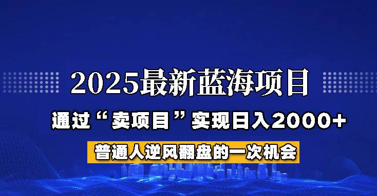 2025年蓝海项目，如何通过“网创项目”日入2000+网创吧-网创项目资源站-副业项目-创业项目-搞钱项目网创吧