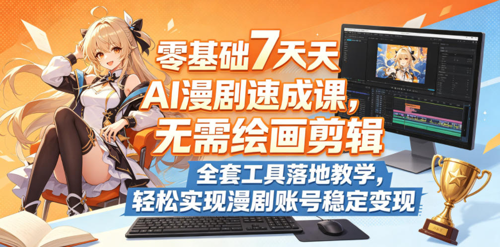 零基础7天AI漫剧速成课,无需绘画剪辑,全套工具落地教学,轻松实现漫剧账号稳定变现网创吧-网创项目资源站-副业项目-创业项目-搞钱项目网创吧