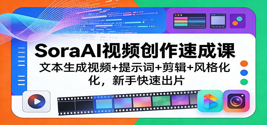 SoraAI视频创作速成课:文本生成视频+提示词+剪辑+风格化,新手快速出片网创吧-网创项目资源站-副业项目-创业项目-搞钱项目网创吧
