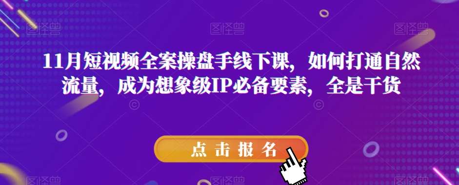 11月短视频全案操盘手线下课,如何打通自然流量,成为想象级IP必备要素,全是干货网创吧-网创项目资源站-副业项目-创业项目-搞钱项目网创吧
