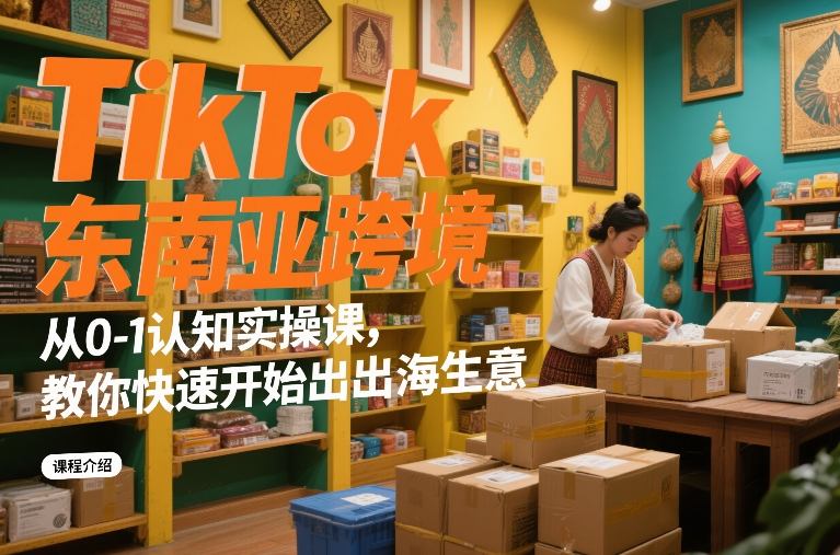 TikTok东南亚跨境从0-1认知实操课,教你快速开始出海生意网创吧-网创项目资源站-副业项目-创业项目-搞钱项目网创吧