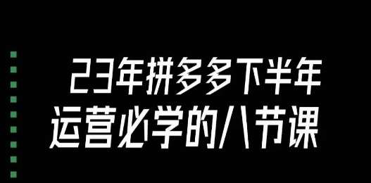 大牙·23年下半年拼多多运营必学的八节课(18节完整)网创吧-网创项目资源站-副业项目-创业项目-搞钱项目网创吧