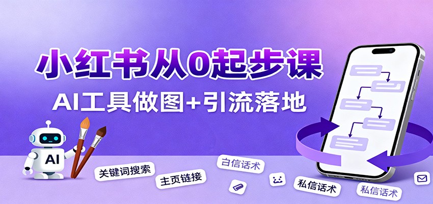 小红书引流从0起步，养号、内容发布、运营、AI工具做图，引流落地网创吧-网创项目资源站-副业项目-创业项目-搞钱项目网创吧