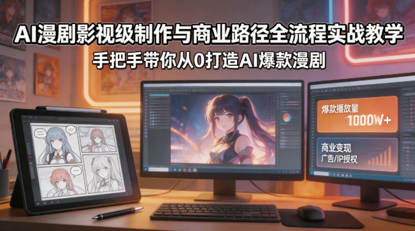 AI漫剧影视级制作与商业路径全流程实战教学,手带你从0打造AI爆款漫剧网创吧-网创项目资源站-副业项目-创业项目-搞钱项目网创吧