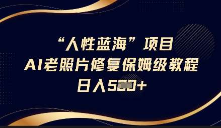 人性蓝海AI老照片修复项目保姆级教程,长期复购,轻松日入5张网创吧-网创项目资源站-副业项目-创业项目-搞钱项目网创吧