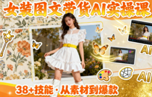 女装图文带货的AI实操课，覆盖38个实用技能，快速提升素材制作效率网创吧-网创项目资源站-副业项目-创业项目-搞钱项目网创吧