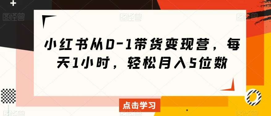 小红书从0-1带货变现营,每天1小时,轻松月入5位数网创吧-网创项目资源站-副业项目-创业项目-搞钱项目网创吧