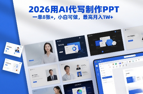 2026用AI代写制作PPT,一单8张+,小白可做,最高月入1W+网创吧-网创项目资源站-副业项目-创业项目-搞钱项目网创吧